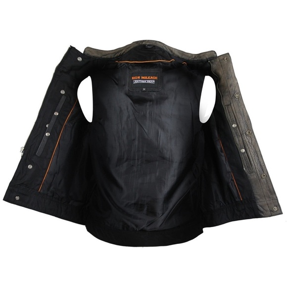 HIGH MILEAGE • Men’s Premium Cowhide Brown SOA Biker Leather Motorcycle Vest - Picture 6 of 12